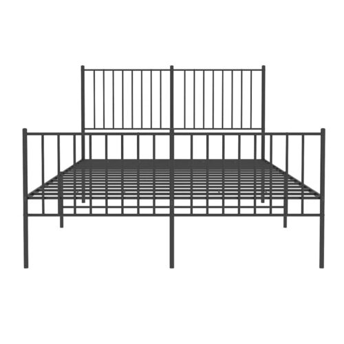 Metal Bed Frame with Footboard Black 135x190cm - Image 6
