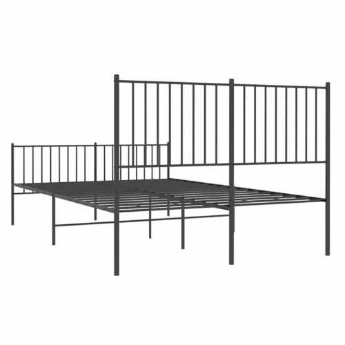 Metal Bed Frame with Footboard Black 135x190cm - Image 8
