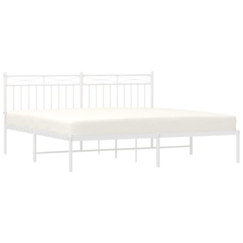 Metal Bed Frame with Headboard White 183x203cm King - Image 3