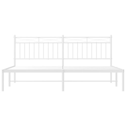 Metal Bed Frame with Headboard White 183x203cm King - Image 5