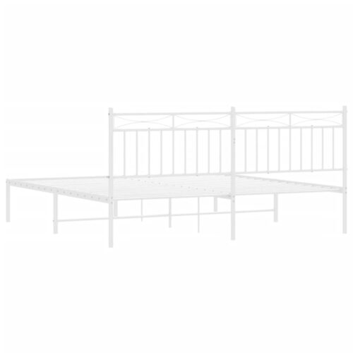 Metal Bed Frame with Headboard White 183x203cm King - Image 7