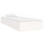 Bed Frame White Solid Wood 90x190cm