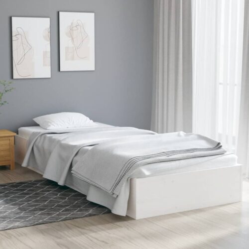 Bed Frame White Solid Wood 90x190cm - Image 2