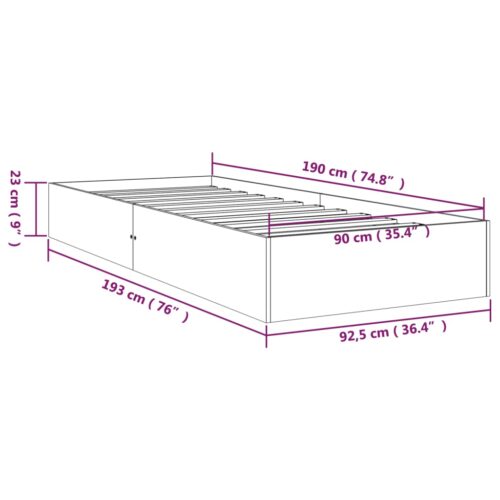 Bed Frame White Solid Wood 90x190cm - Image 9
