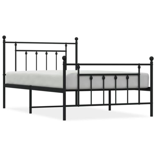 Metal Bed Frame with Footboard Black 107x203cm King Single