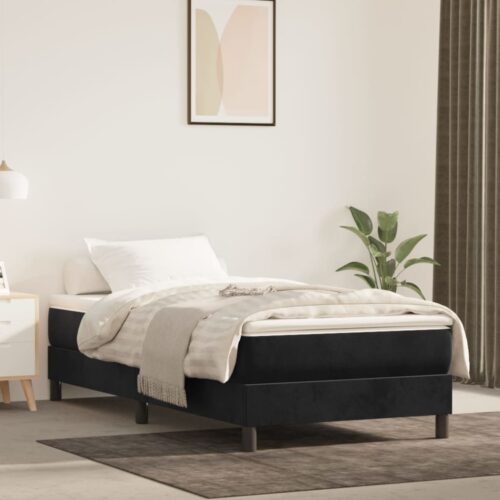 Box Spring Bed Black King Single Size Velvet - Image 2