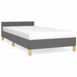 Bed Frame Dark Grey King Single Size Fabric