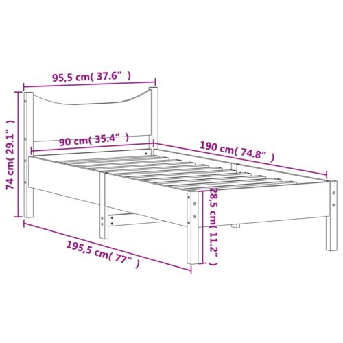 Bed Frame 90x190cm Solid Wood Pine - Image 9