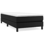 Box Spring Bed Black King Single Size Faux Leather