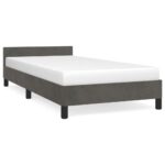 Bed Frame Dark Grey King Single Size Velvet