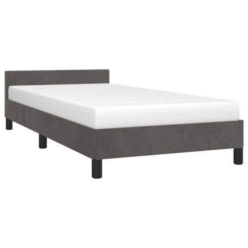 Bed Frame Dark Grey King Single Size Velvet - Image 4