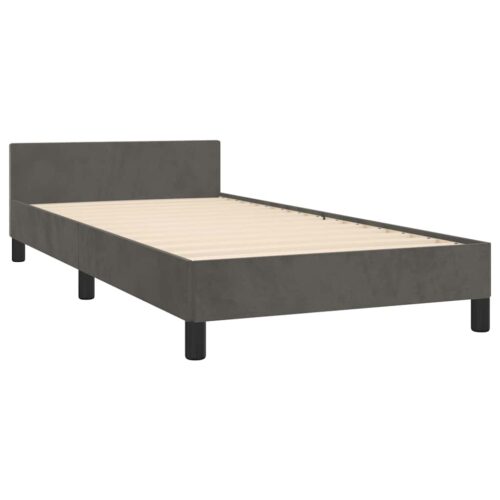 Bed Frame Dark Grey King Single Size Velvet - Image 5