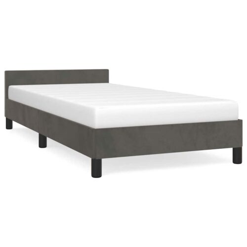 Bed Frame Dark Grey King Single Size Velvet - Image 11