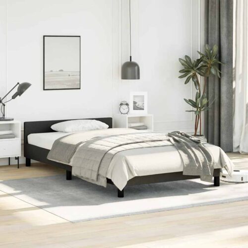 Bed Frame Black King Single Size Faux Leather - Image 3