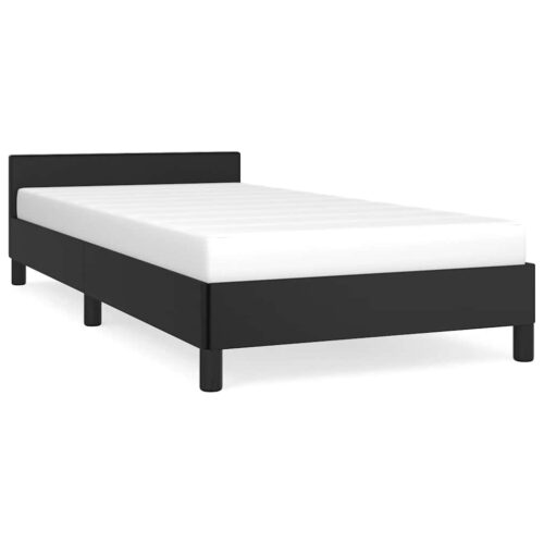Bed Frame Black King Single Size Faux Leather - Image 11