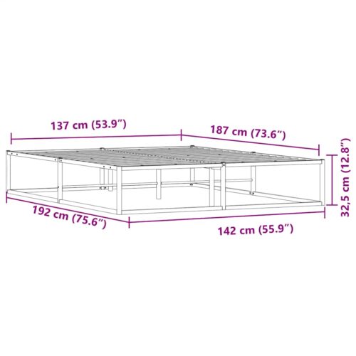 Bed Frame Black 137x187cm Double Metal - Image 9