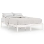 Bed Frame White Solid Wood 135x190cm