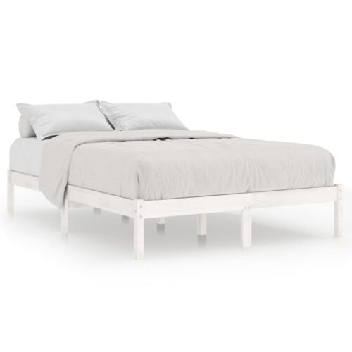 Bed Frame White Solid Wood 135x190cm