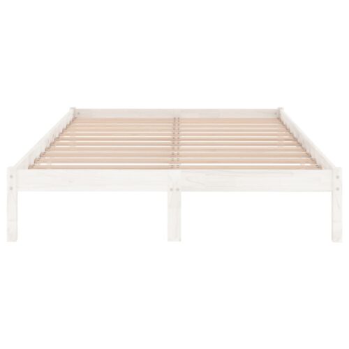 Bed Frame White Solid Wood 135x190cm - Image 4