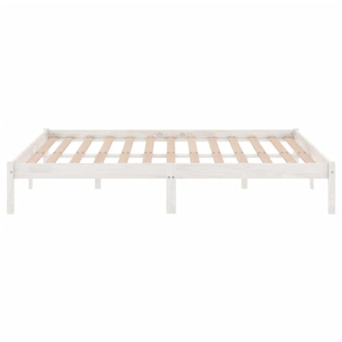 Bed Frame White Solid Wood 135x190cm - Image 5