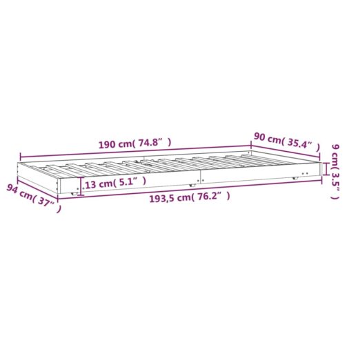 Bed Frame 90x190cm Solid Wood Pine - Image 9