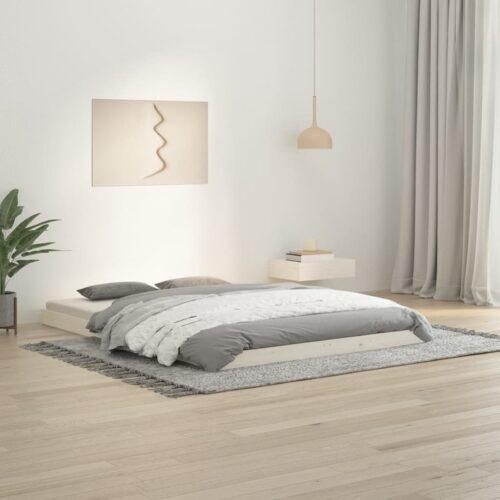 Bed Frame White 135x190cm Solid Wood Pine - Image 2