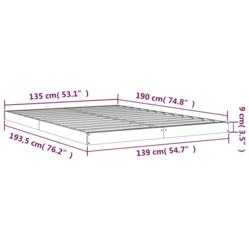Bed Frame White 135x190cm Solid Wood Pine - Image 8