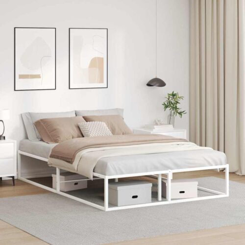 Bed Frame White 137x187cm Double Metal - Image 2