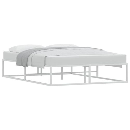 Bed Frame White 137x187cm Double Metal - Image 3