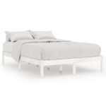 Bed Frame White Solid Wood 150x200cm