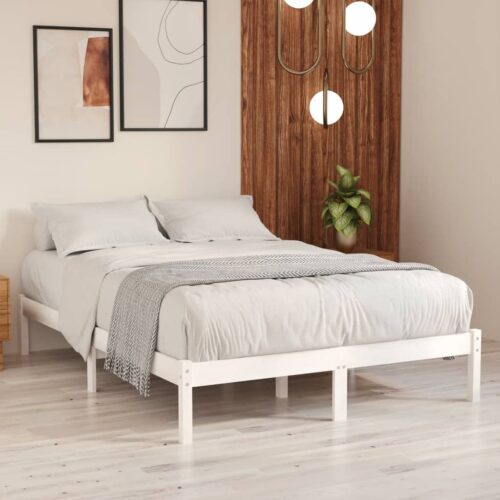 Bed Frame White Solid Wood 150x200cm - Image 2