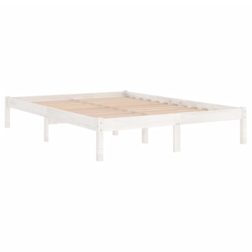 Bed Frame White Solid Wood 150x200cm - Image 3