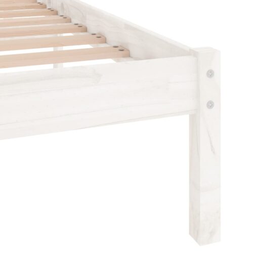 Bed Frame White Solid Wood 150x200cm - Image 6