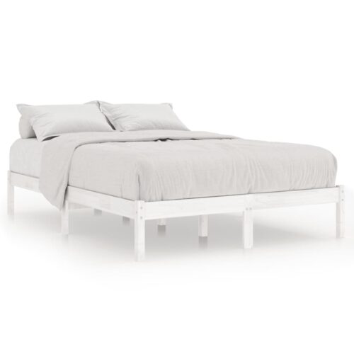 Bed Frame White Solid Wood 150x200cm - Image 10