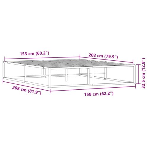 Bed Frame Black 153x203cm Queen Metal - Image 9