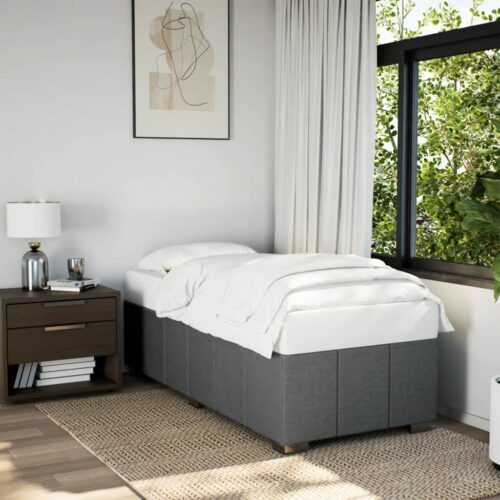 Bed Frame Dark Grey 90x190cm Fabric - Image 2