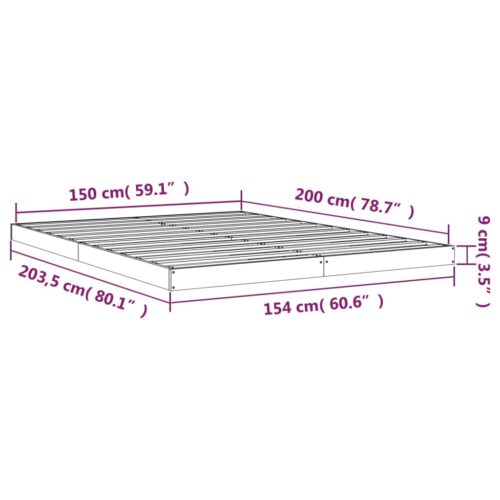 Bed Frame 150x200cm Solid Wood Pine - Image 8