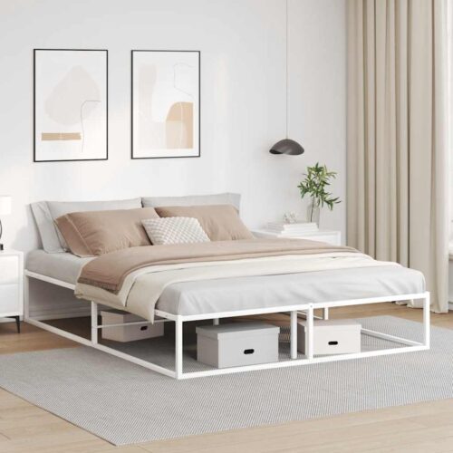 Bed Frame White 153x203cm Queen Metal - Image 2