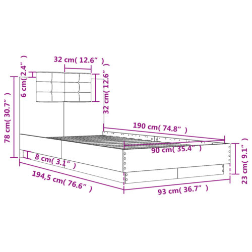 Bed Frame White 90x190cm - Image 9