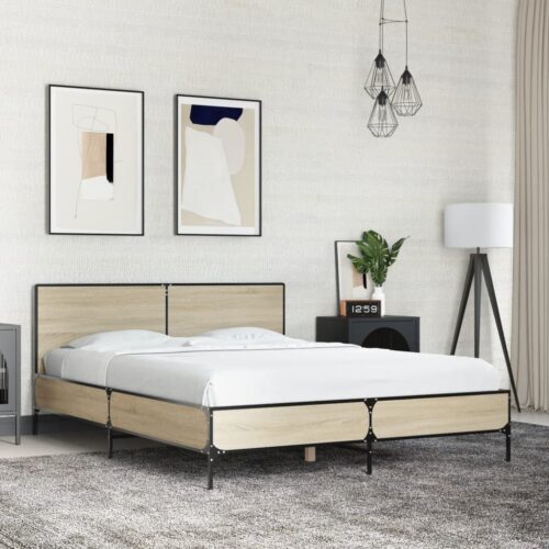 Bed Frame Sonoma Oak 135x190cm - Image 2