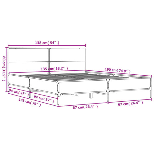 Bed Frame Sonoma Oak 135x190cm - Image 9