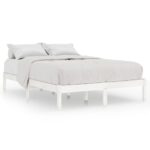 Bed Frame White Solid Wood 183x203cm King