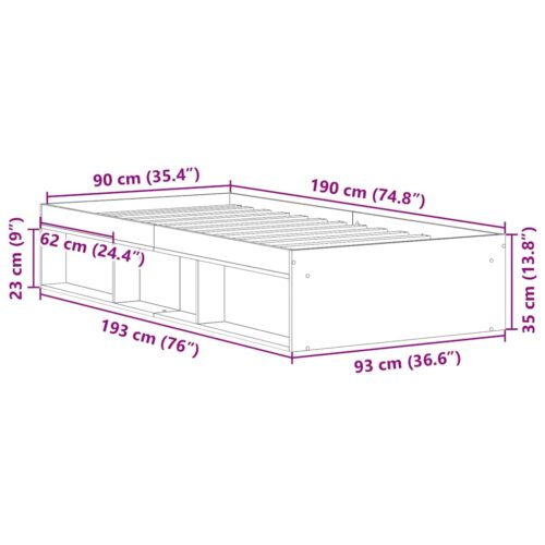 Bed Frame Sonoma Oak 90x190cm - Image 10