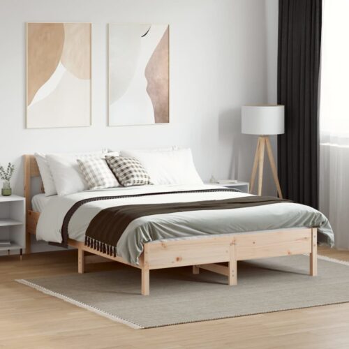 Bed Frame 150x200cm Solid Wood Pine - Image 3