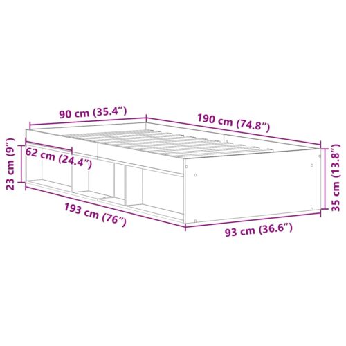 Bed Frame Black 90x190cm - Image 10