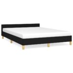 Bed Frame Black Queen Fabric