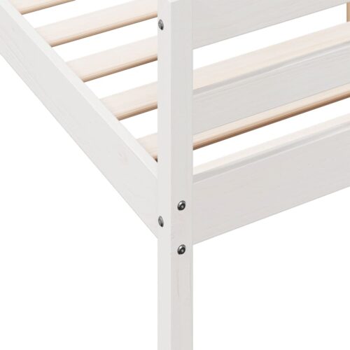 Bed Frame White 137x187cm Double Solid Wood Pine - Image 7
