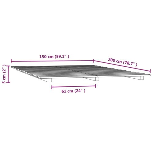 Bed Frame 150x200cm Solid Wood Pine - Image 8