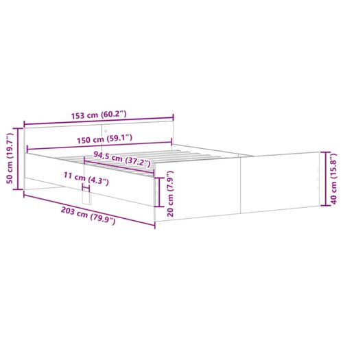 Bed Frame Black 150x200cm - Image 10