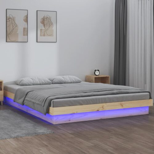 LED Bed Frame 150x200cm Solid Wood - Image 2